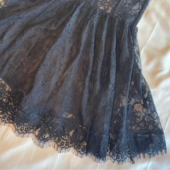NEW! Fleur Du Mal- Black Flare Lace Mini Dress Size 0 See Through LBD -  threedaughtersproperties.com